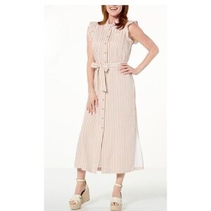 G by Giuliana Black‎ Label Sugar-Washed Linen Shirt Dress Belted 2X Petite NWT